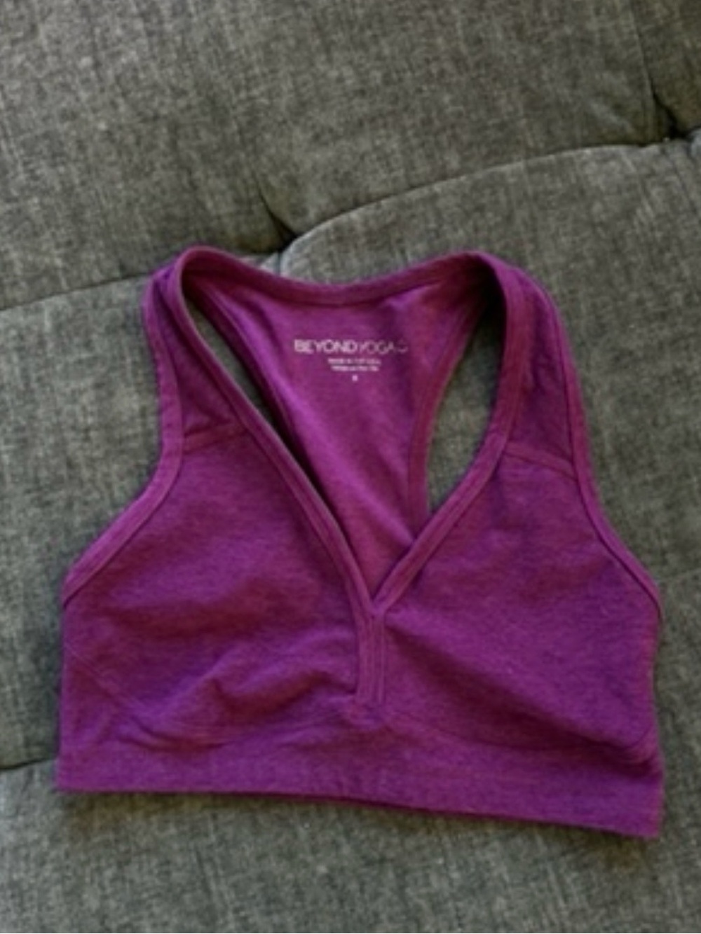 Beyond Yoga Plum V-Neck Racerback Sports Bra